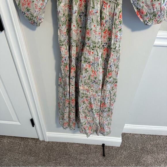 NWT THE GREAT. Gray Cotton Floral Maxi Dress 0 Small - Picture 11 of 15